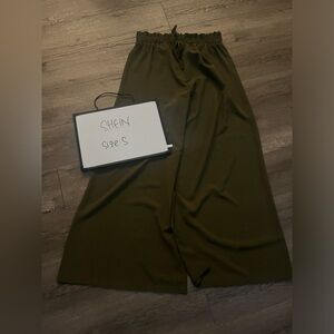 SHEIN Maternity Dark Green Wide-Leg Trousers